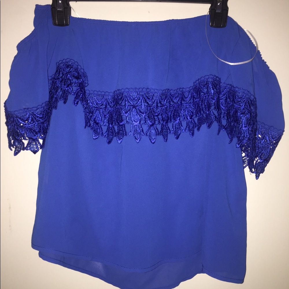 Blue off shoulder blouse